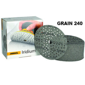 Iridium Ø 150 mm disque auto-agrippant 121 Trous, grain 240, boîte 100 disques